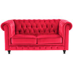 CHESTERFIELD-SOFA Samt Rot, Schwarz  - Rot/Schwarz, Trend, Holz/Textil (165/75/87cm) - Xora