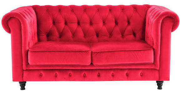 CHESTERFIELD-SOFA Samt Rot, Schwarz  - Rot/Schwarz, Trend, Holz/Textil (165/75/87cm) - Xora