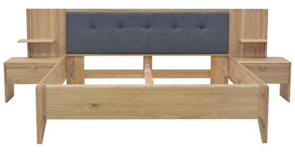 BETTANLAGE 180/200 cm  in Anthrazit, Wildeiche  - Wildeiche/Anthrazit, KONVENTIONELL, Holz/Textil (180/200cm) - Linea Natura