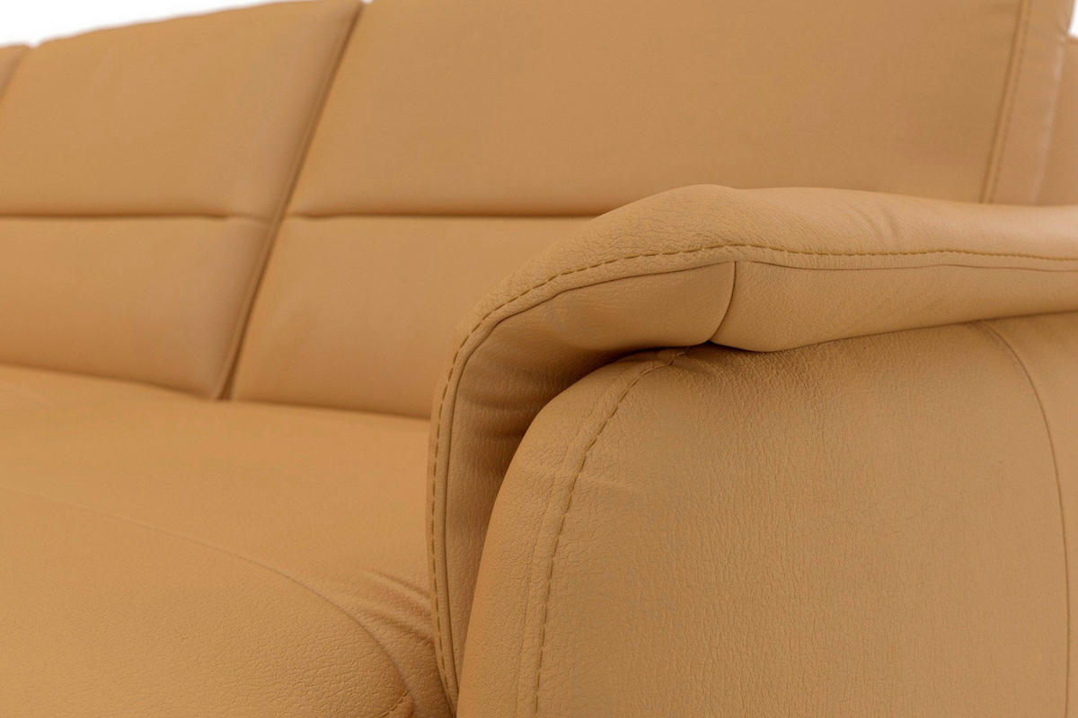 WOHNLANDSCHAFT PALMERA E Currygelb Echtleder  - Currygelb/Eichefarben, Basics, Leder/Holz (212/308/163cm) - Sit & More
