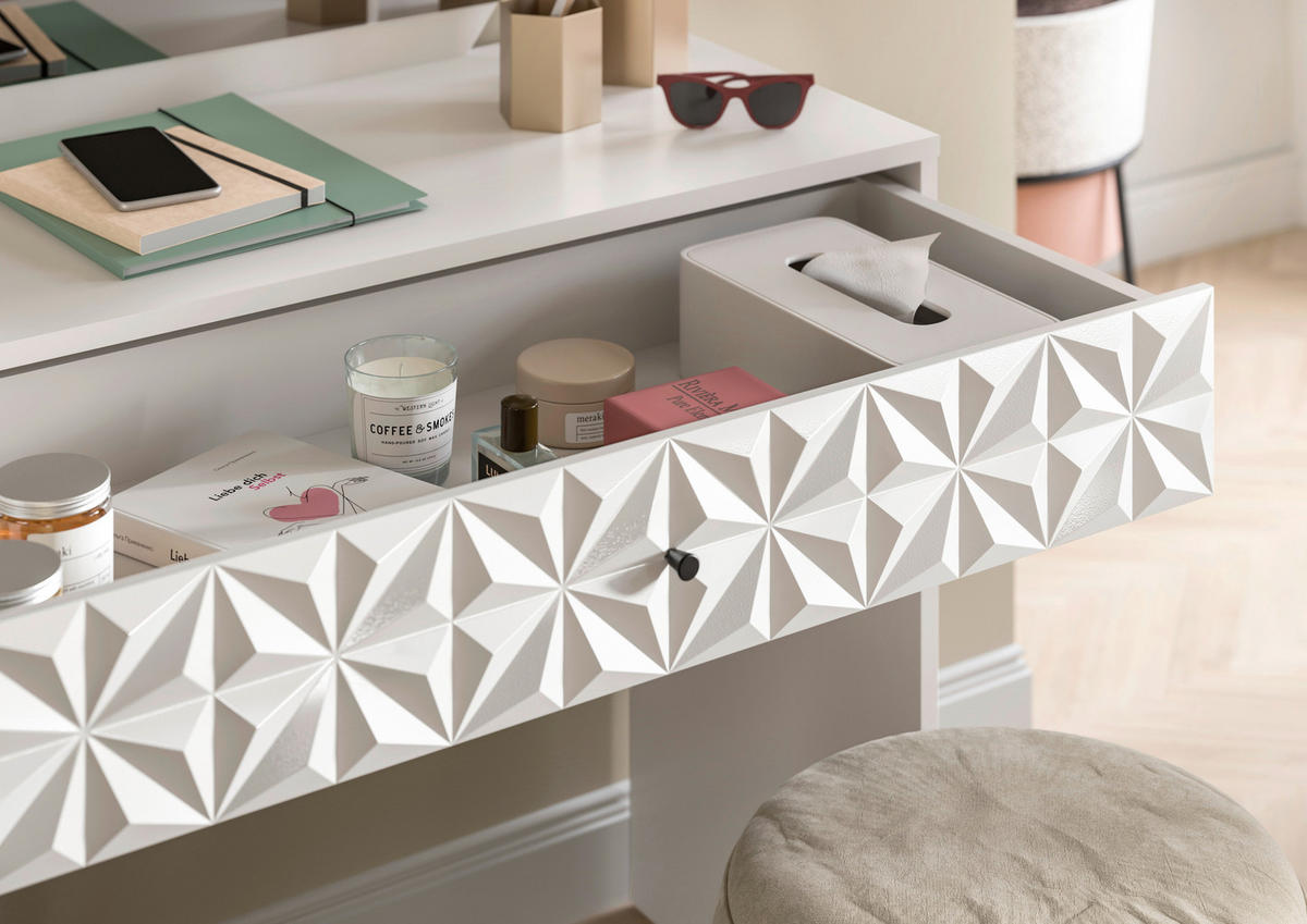 SMINKASZTAL fehér  - fekete/fehér, Design, műanyag/faalapú anyag (90/133/39cm) - Livetastic