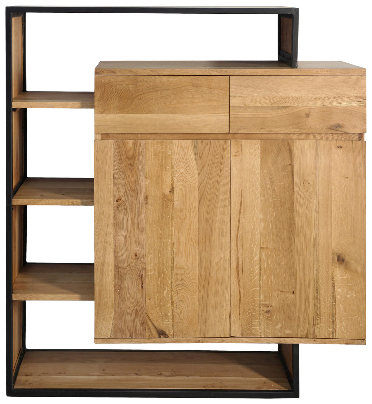 HIGHBOARD  120/130/40 cm 2 Schublade(n)  - Eichefarben/Schwarz, LIFESTYLE, Holz/Metall (120/130/40cm) - Landscape