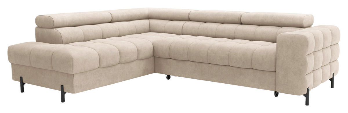 ECKSOFA FERUCCE in Chenille Beige  200/276 cm  - Beige/Schwarz, Design, Textil/Metall (200/276cm) - MID.YOU