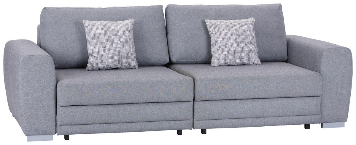 3-SITZER-SOFA in Webstoff Grau  - Chromfarben/Grau, Design, Kunststoff/Textil (252/87/107cm) - Livetastic