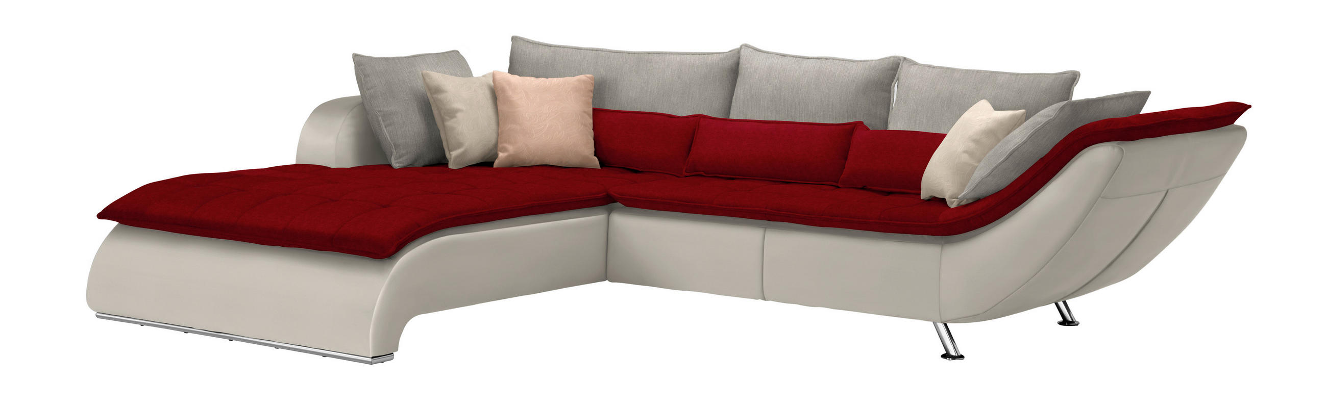 SOFFA i textil röd, vit, ljusgrå  - vit/röd, Design, metall/textil (220/300cm) - Livetastic