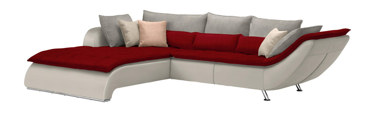 SOFFA i textil röd, vit, ljusgrå  - vit/röd, Design, metall/textil (220/300cm) - Livetastic