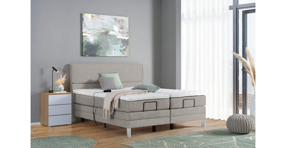 BOXSPRINGBETT 180/200 cm in Greige - Chromfarben/Greige, KONVENTIONELL, Kunststoff/Textil (180/200cm) - Voleo