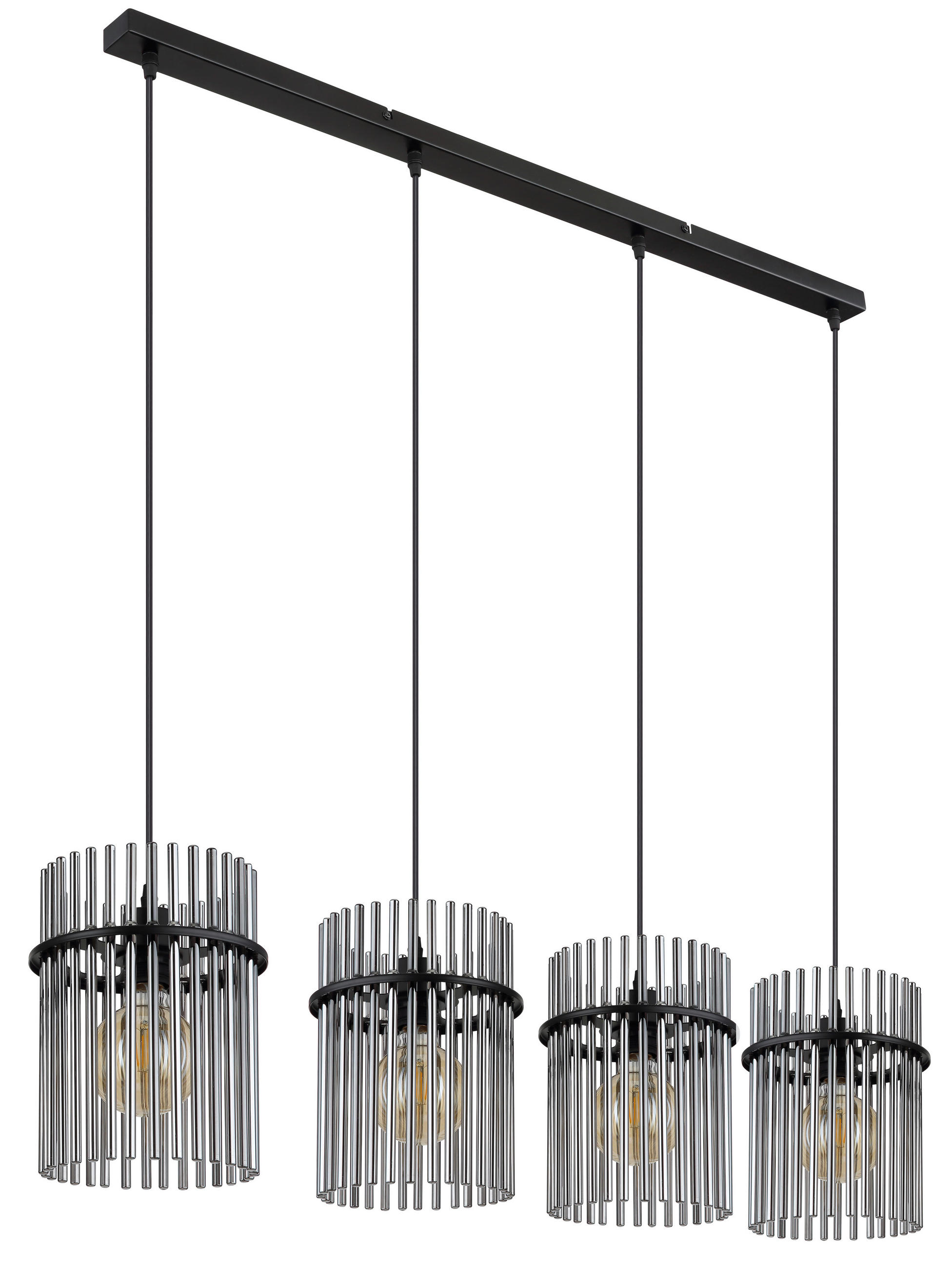 HÄNGELEUCHTE GORLEY 110/20/140 cm   - Schwarz/Grau, Trend, Glas/Kunststoff (110/20/140cm)
