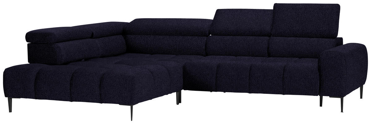 ECKSOFA in Samt, Webstoff Schwarz  - Schwarz, Design, Textil/Metall (216/300cm) - Welnova