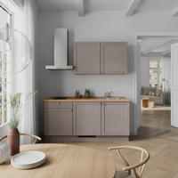 KÜCHENLEERBLOCK Frame 180 cm  in Eichefarben, Beigebraun  - Edelstahlfarben/Eichefarben, MODERN, Holzwerkstoff/Metall (180cm) - Nobilia