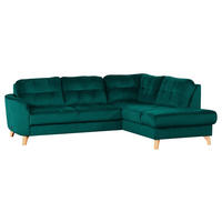 ECKSOFA Samt Petrol  - Buchefarben/Petrol, Design, Holz/Textil (236/190cm) - Livetastic