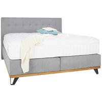 POSTELJA BOXSPRING   x  , leseni material, tekstil siva  - črna/barve niklja, Moderno, kovina/leseni material (160/200cm) - Hom`in