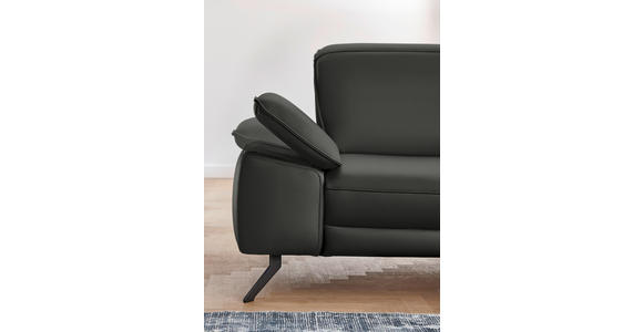 ECKSOFA in Echtleder Graubraun  - Graubraun/Schwarz, Design, Leder/Metall (328/193cm) - Dieter Knoll