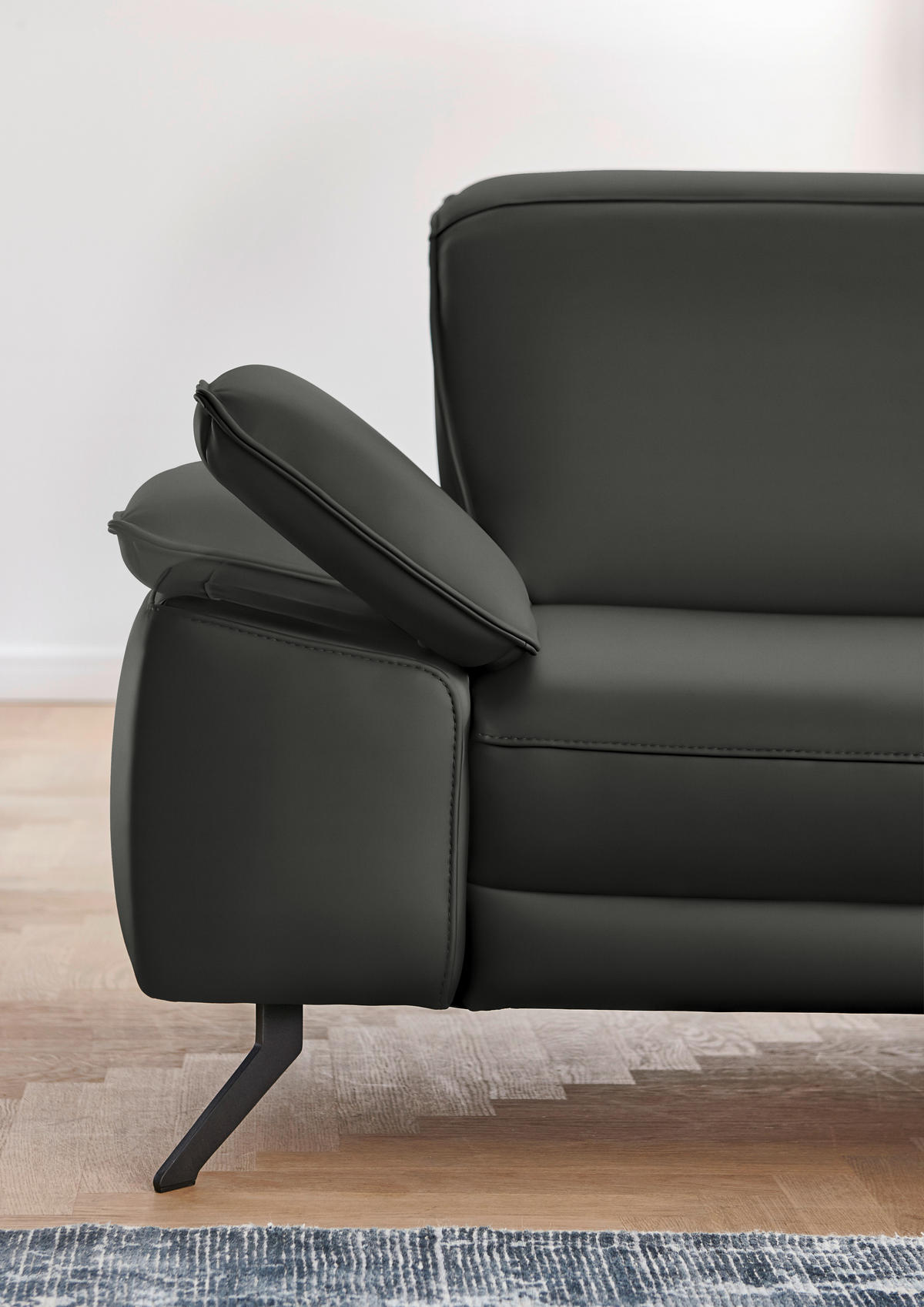 ECKSOFA in Echtleder Graubraun  - Graubraun/Schwarz, Design, Leder/Metall (328/193cm) - Dieter Knoll