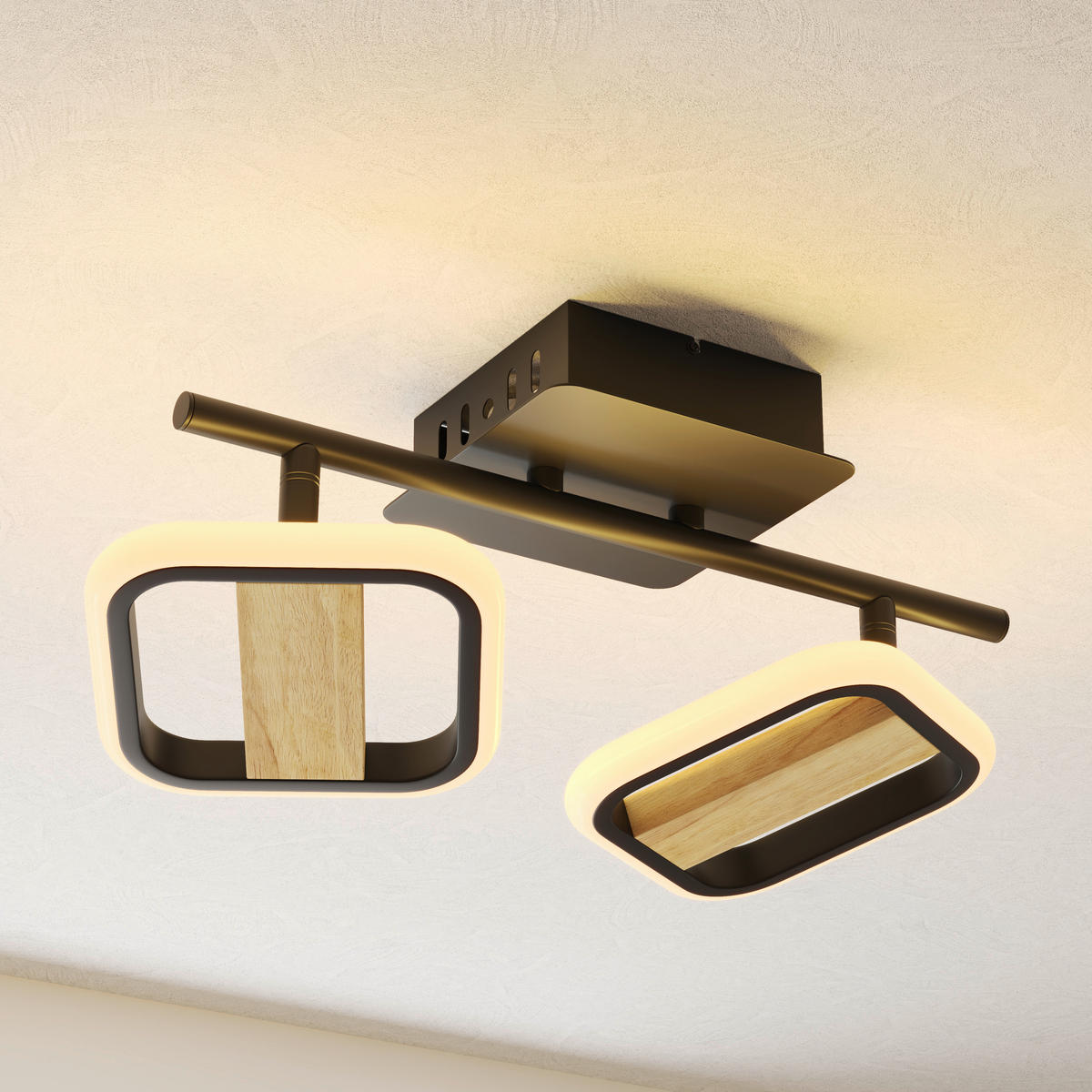 LED-STRAHLER Miriam 32/13,5/12 cm   - Eschefarben/Schwarz, Design, Holz/Kunststoff (32/13,5/12cm) - Novel