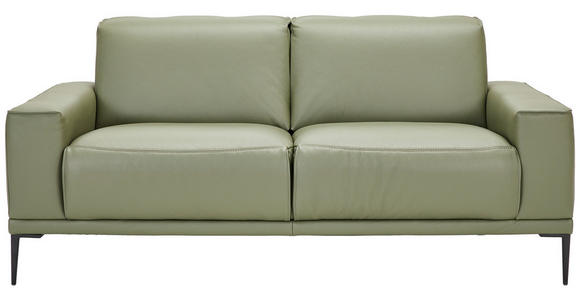2-SITZER-SOFA in Leder Olivgrün  - Schwarz/Olivgrün, Design, Leder/Metall (180/82/92cm) - Johann Jakob