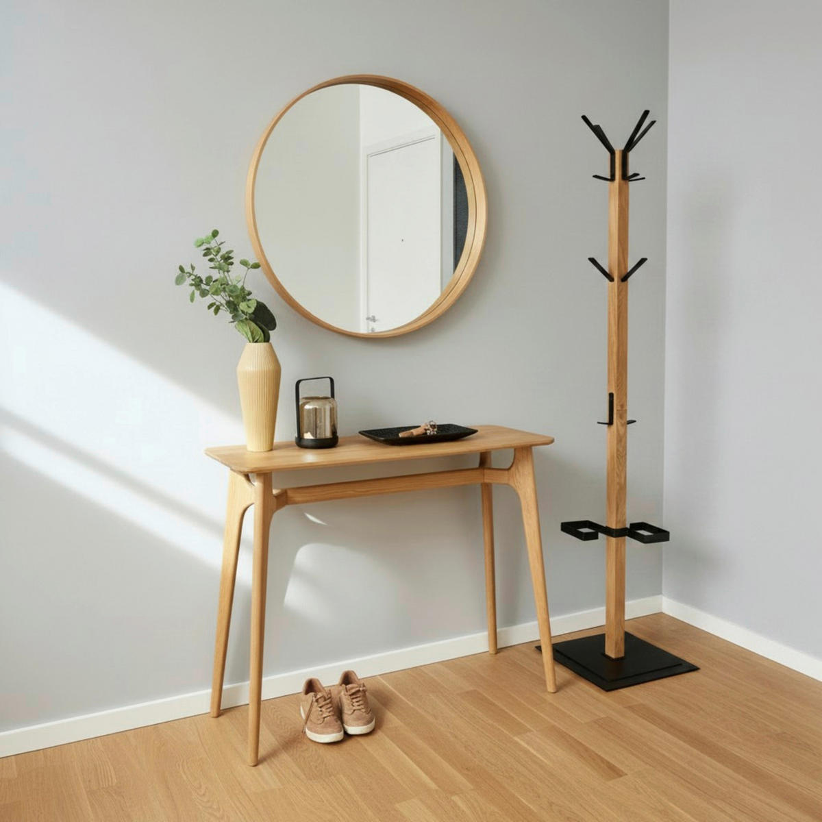 GARDEROBENSTÄNDER in Schwarz, Eichefarben 40/180/40 cm   - Eichefarben/Schwarz, KONVENTIONELL, Holz/Metall (40/180/40cm)