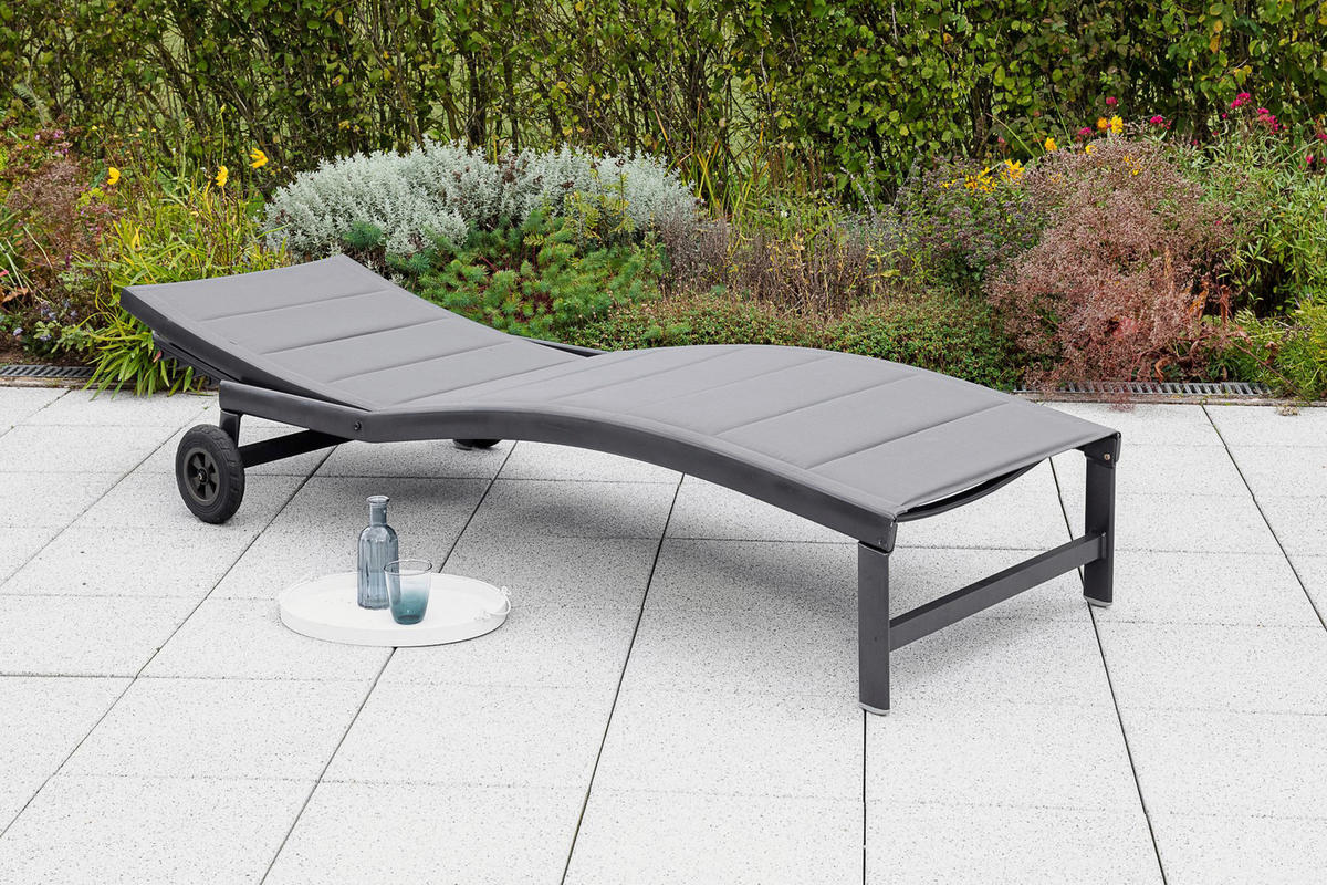 GARTENLIEGE 70/37,5/207 cm  - Graphitfarben/Grau, KONVENTIONELL, Textil/Metall (70/37,5/207cm) - Gardenson