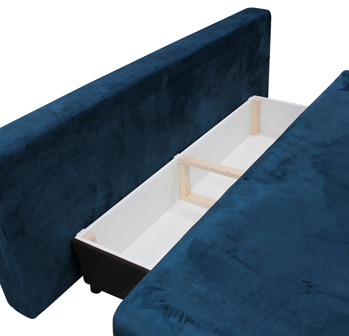 SCHLAFSOFA  mit Velours Dunkelblau  - Schwarz/Dunkelblau, Design, Kunststoff/Textil (217/73/86/106cm) - MID.YOU