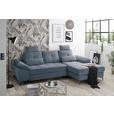 ECKSOFA Blau Mikrovelours  - Chromfarben/Blau, KONVENTIONELL, Kunststoff/Textil (270/170cm) - Carryhome