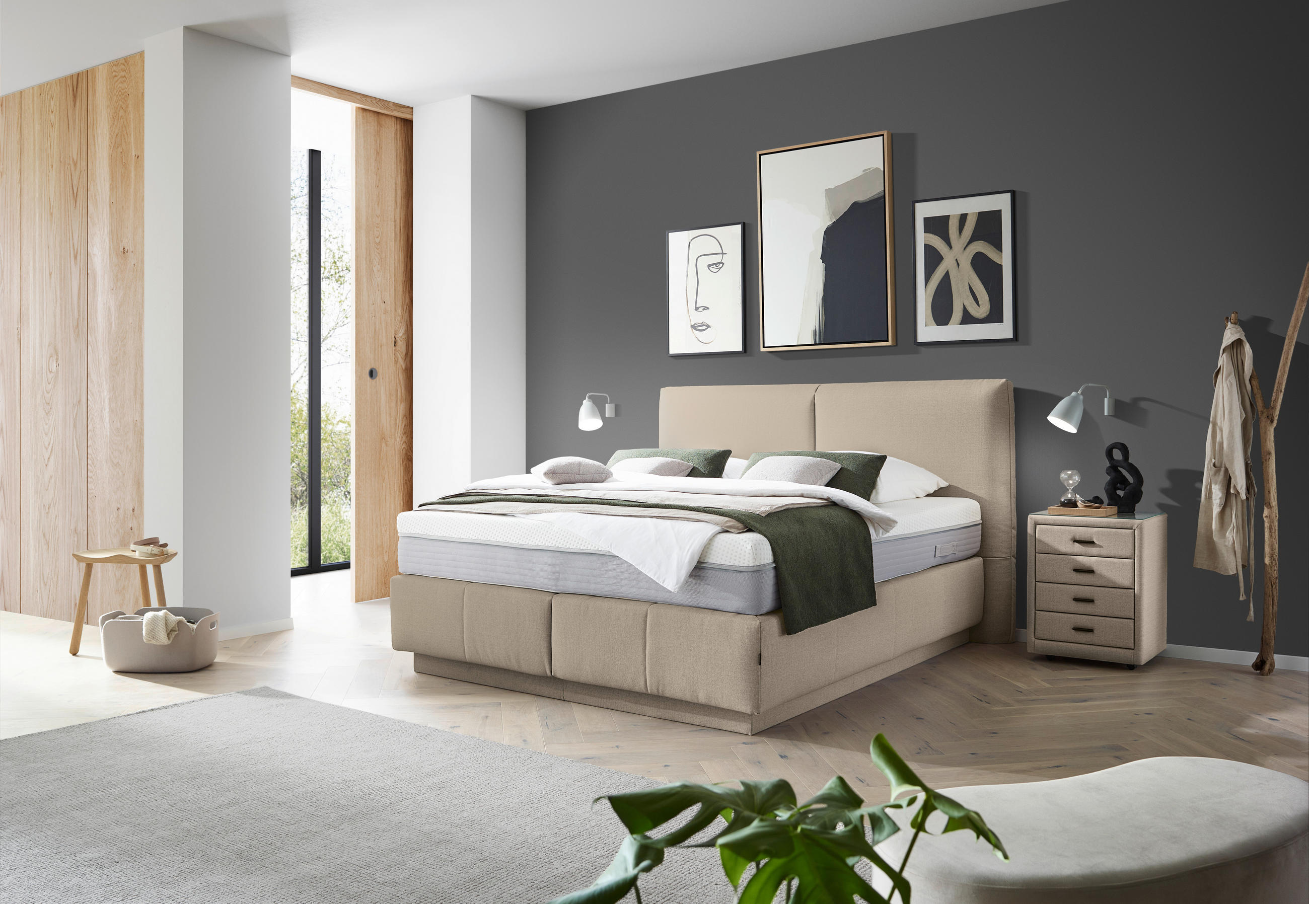 BOXSPRINGBETT 180/200 cm  in Beige  - Beige, KONVENTIONELL, Textil (180/200cm) - Dieter Knoll