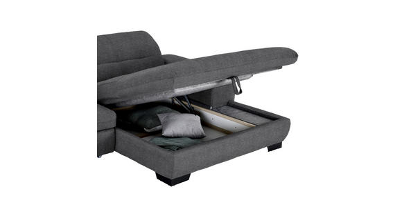 ECKSOFA in Webstoff Dunkelgrau  265/180 cm  - Dunkelgrau/Schwarz, Design, Textil/Metall (265/180cm) - Carryhome