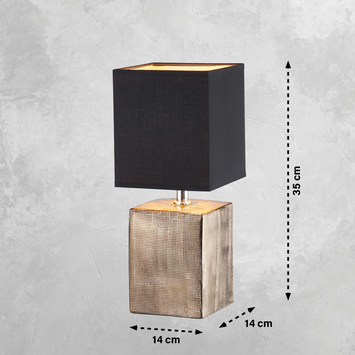 NAMIZNA SVETILKA  Ouro   14/14/35 cm          - zlate barve/črna, Konvencionalno, tekstil/keramika (14/14/35cm)