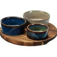 SET SERVERINGSSKÅLAR 4 delar 20,7 cm   - brun/svart, Design, trä/keramik (20,7cm)