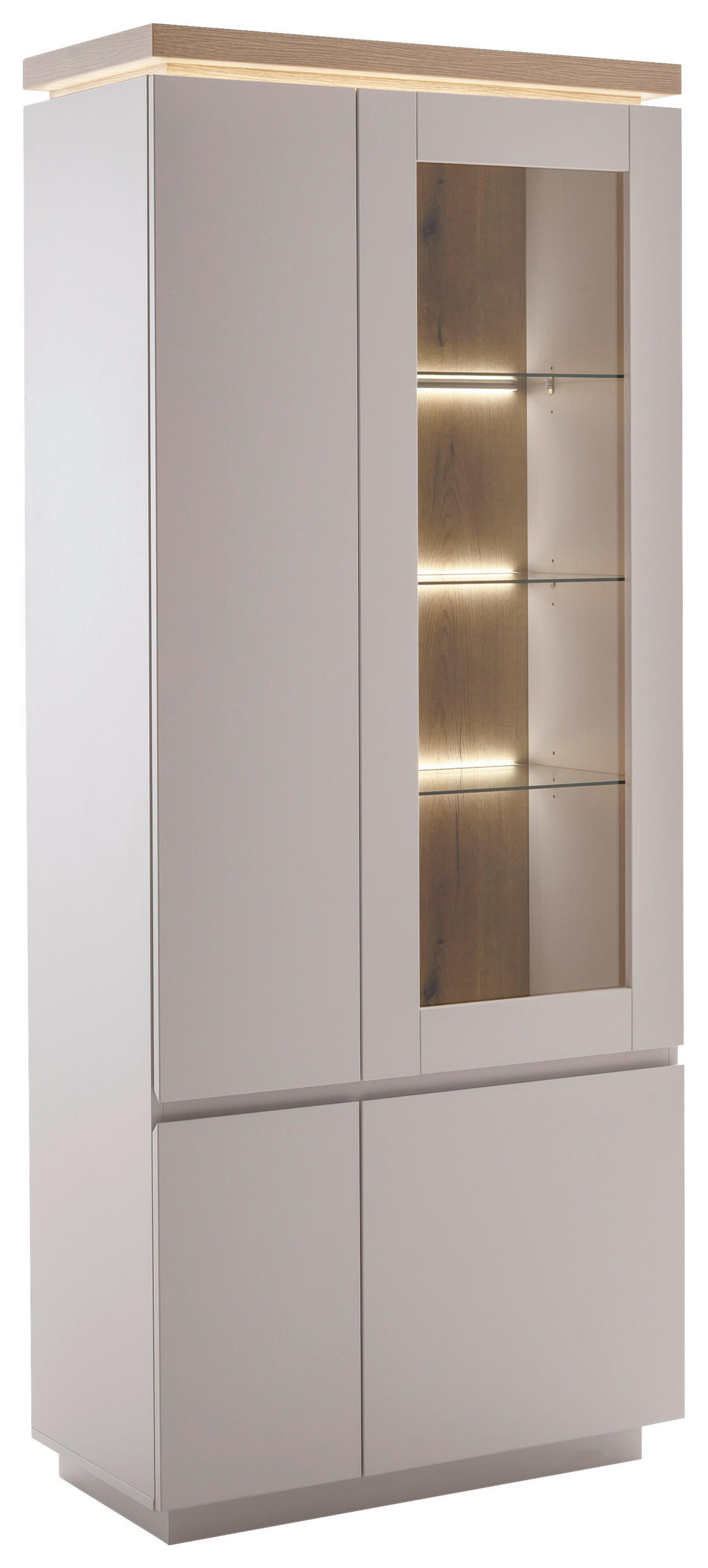 VITRINE Eichefarben, Kaschmir  - Kaschmir/Eichefarben, Design, Glas/Holzwerkstoff (82/197/40cm) - Livetastic