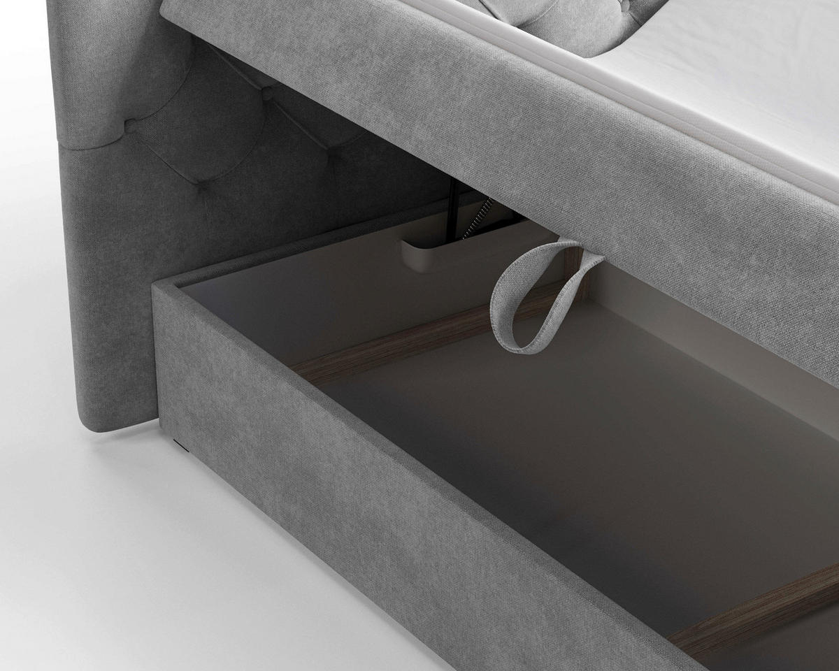 BOXBETT 140/200 cm  in Grau  - Schwarz/Grau, MODERN, Holz/Kunststoff (140/200cm) - MID.YOU