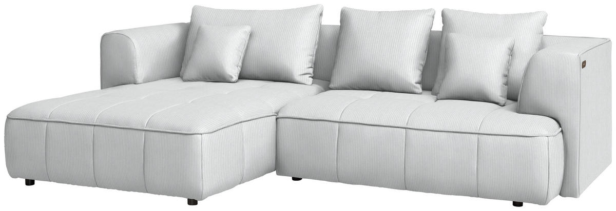 ECKSOFA Feincord Silberfarben  - Silberfarben/Schwarz, Design, Kunststoff/Textil (188/288cm) - Welnova