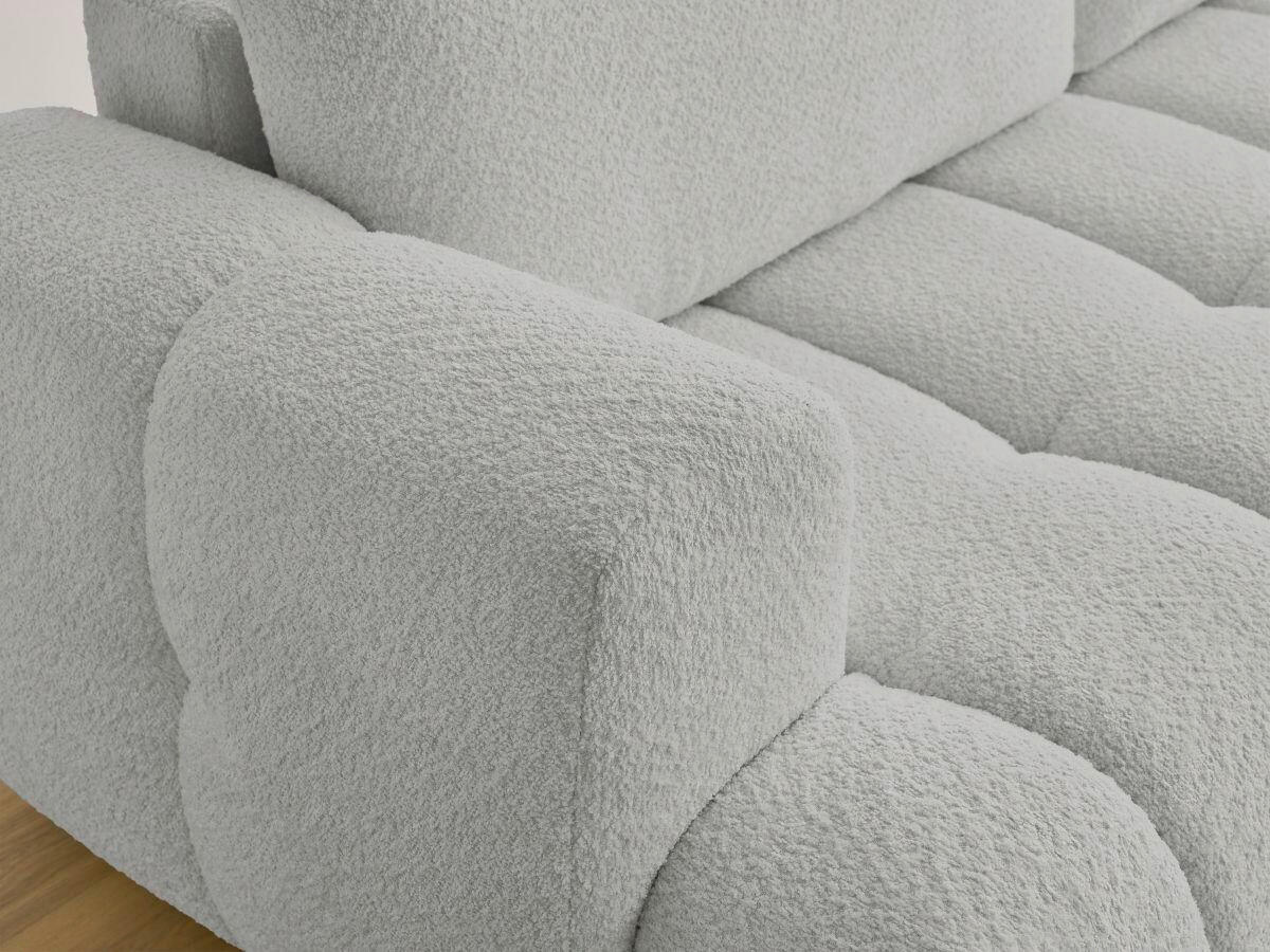 SCHLAFSOFA FUJI Bouclé Hellgrau  inkl.  - Hellgrau/Schwarz, MODERN, Kunststoff/Textil (251/113/88cm)