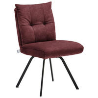 STUHL Velours  - Weinrot/Schwarz, Design, Textil/Metall (50/82/68cm) - Welnova