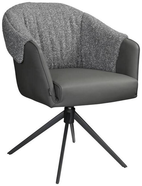 ARMLEHNSTUHL  Sitzfläche 360° drehbar, automatische Rückholfunktion Lederlook, Leinenoptik  Grau, Schwarz  - Schwarz/Grau, Design, Textil/Metall (68,5/83/65,5cm) - Carryhome