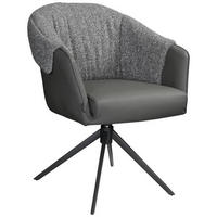 ARMLEHNSTUHL  Sitzfläche 360° drehbar, automatische Rückholfunktion Lederlook, Leinenoptik  Grau, Schwarz  - Schwarz/Grau, Design, Textil/Metall (68,5/83/65,5cm) - Carryhome
