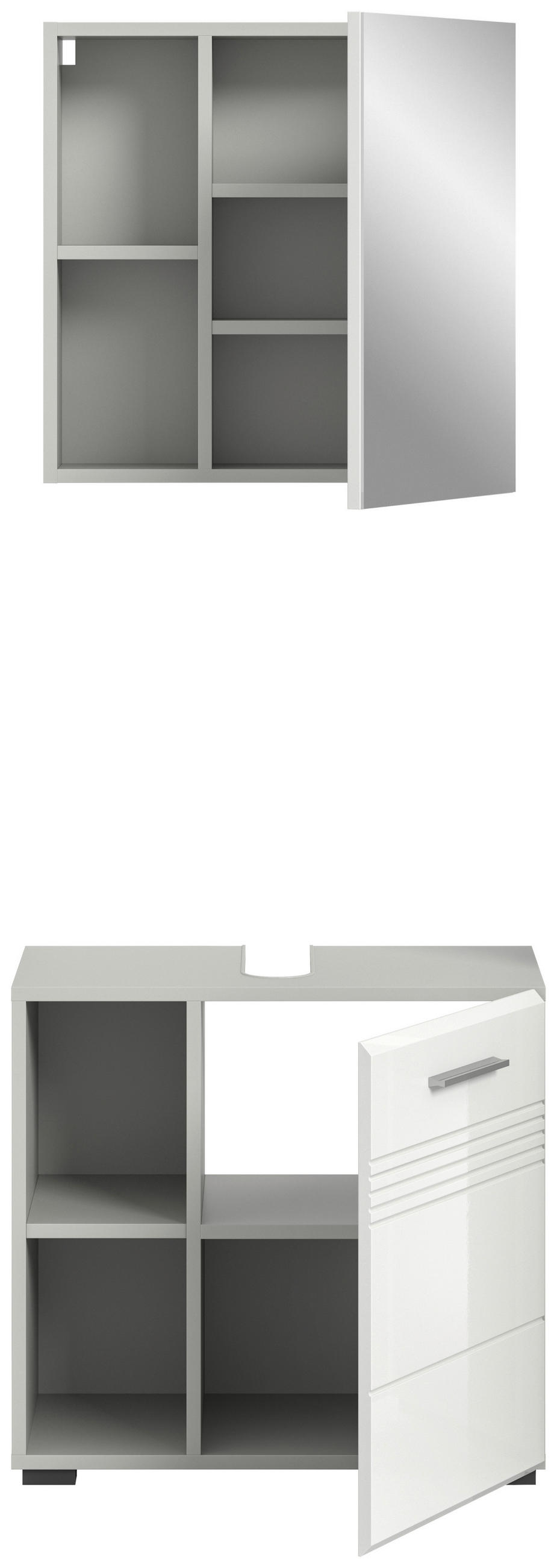 KOUPELNA šedá, vysoce lesklá bílá  - šedá/černá, Moderní, kompozitní dřevo/plast (60cm) - MID.YOU