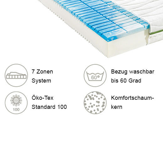 KOMFORTSCHAUMMATRATZE 90/200 cm Höhe ca. 22 cm  - Weiß, Basics, Textil (90/200cm) - Valnatura