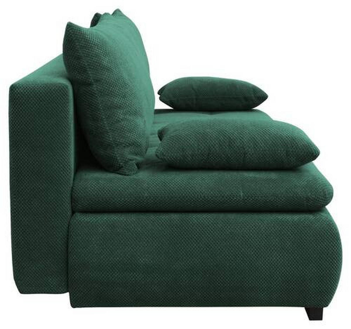 SCHLAFSOFA in Webstoff, Plüsch Dunkelgrün  - Dunkelgrün/Schwarz, Konventionell, Textil (203/72-96/98cm) - Novel