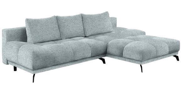 ECKSOFA in Chenille Türkis  - Türkis/Schwarz, MODERN, Textil/Metall (290/182cm) - Hom`in