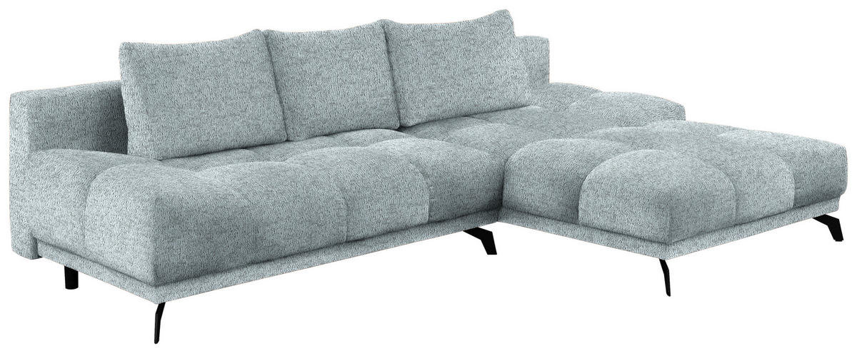 ECKSOFA Türkis Chenille  - Türkis/Schwarz, MODERN, Textil/Metall (290/182cm) - Hom`in