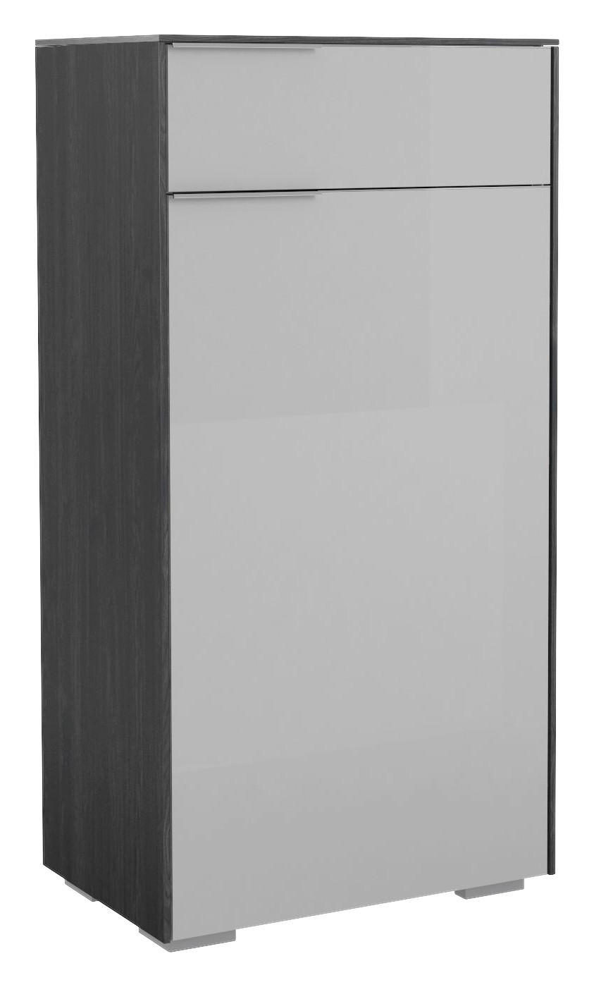 SCHUHSCHRANK Eichefarben, Hellgrau - Chromfarben/Eichefarben, Design, Glas/Holzwerkstoff (55,8/110,2/37,3cm) - Voleo
