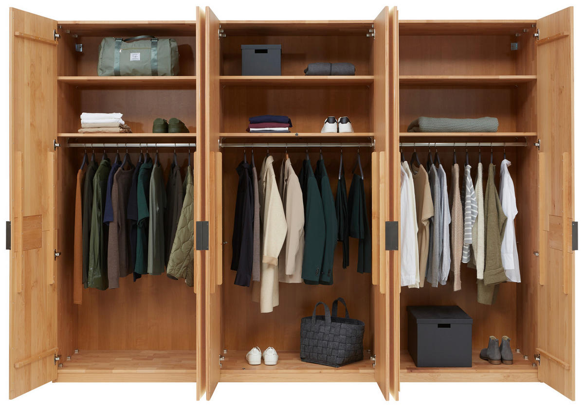 DREHTÜRENSCHRANK in Erlefarben  - Erlefarben/Schwarz, Natur, Holz/Metall (301,9/223/62cm) - Valnatura