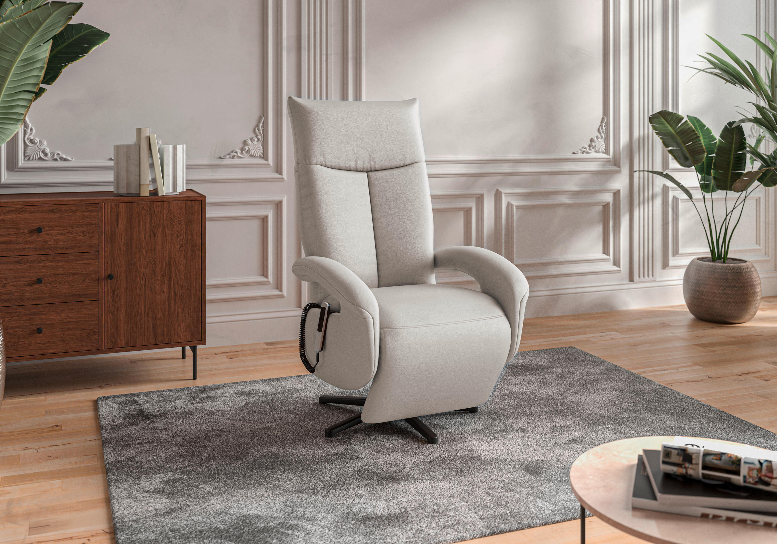 SESSEL in Echtleder Weiß  - Schwarz/Weiß, KONVENTIONELL, Leder/Metall (74/112/82cm) - Sit & More