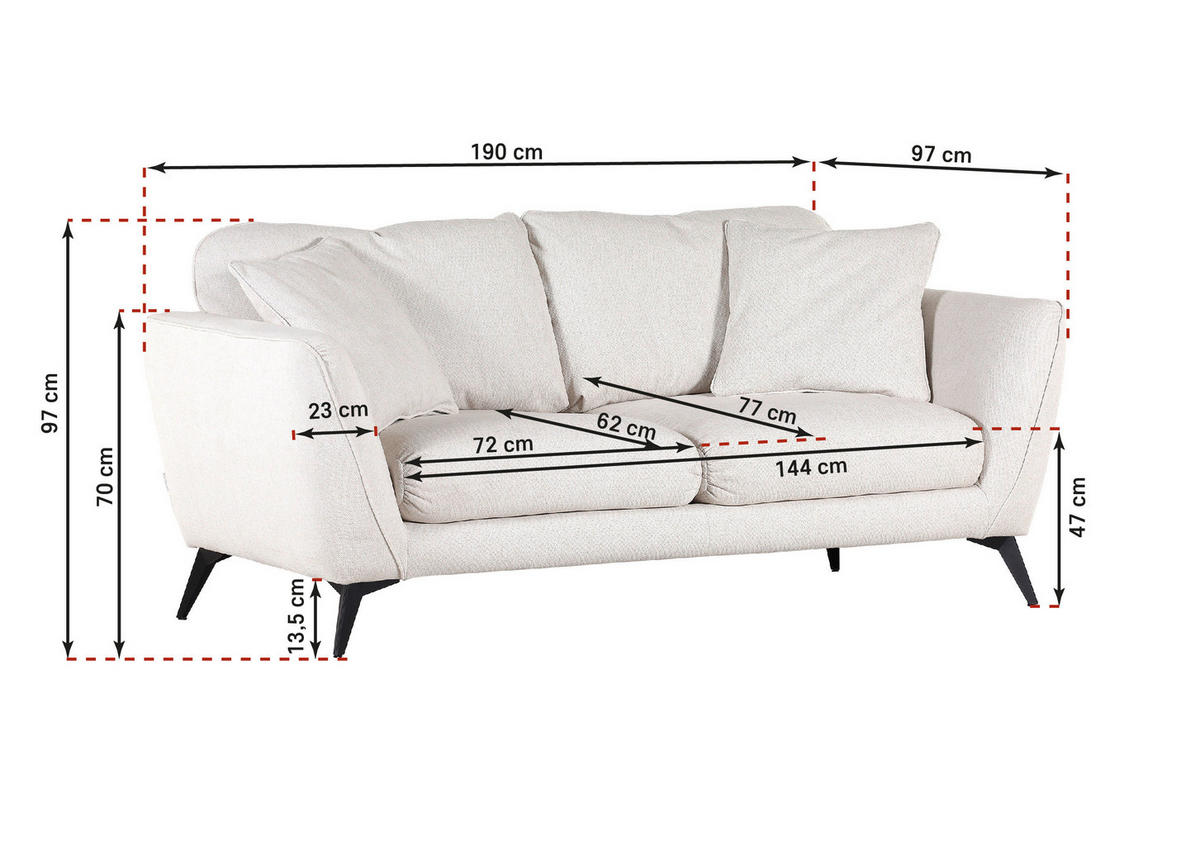 2-SITZER-SOFA in Chenille Dunkelgrau  - Dunkelgrau/Schwarz, Konventionell, Textil/Metall (190/70/98cm) - Carryhome