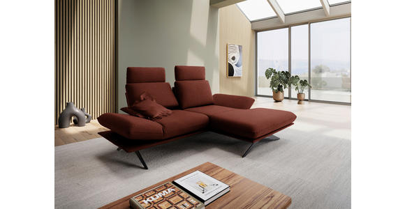 ECKSOFA  in Flachgewebe Rotorange  234/155 cm  - Rotorange/Schwarz, Design, Textil/Metall (234/155cm) - Dieter Knoll