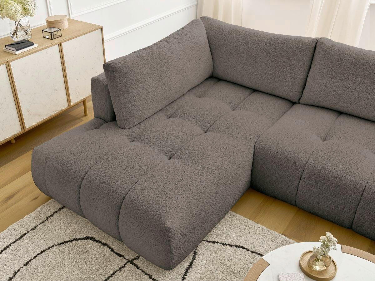 WOHNLANDSCHAFT  FUJI  Taupe Bouclé  - Taupe/Schwarz, MODERN, Kunststoff/Textil (204/377/160cm)