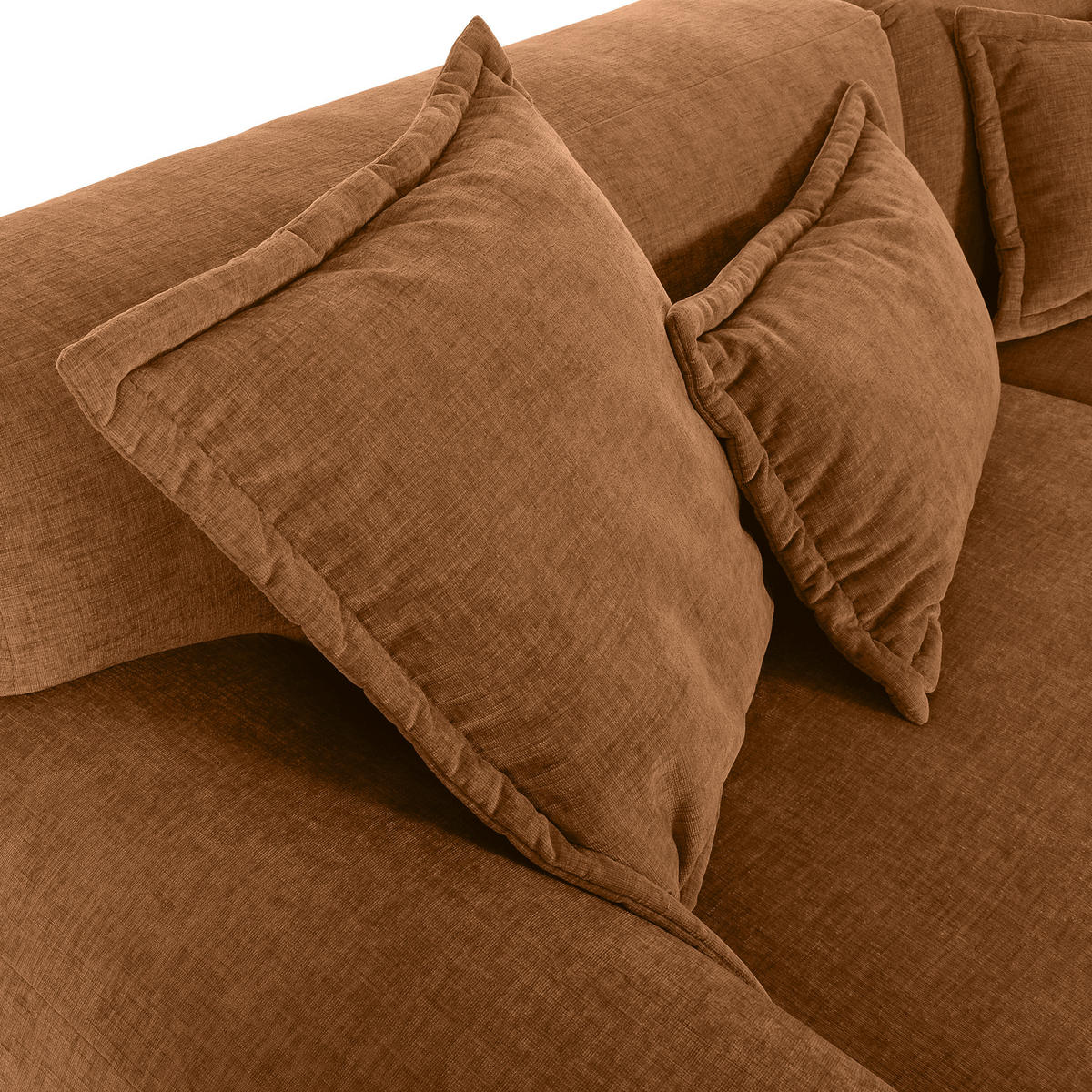 ECKSOFA in Flachgewebe Rostfarben  - Rostfarben/Schwarz, Konventionell, Kunststoff/Textil (274/174cm) - Carryhome