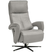 RELAXSESSEL in Leder Hellgrau  - Hellgrau/Schwarz, Design, Leder/Metall (77/119/87cm) - Valdera