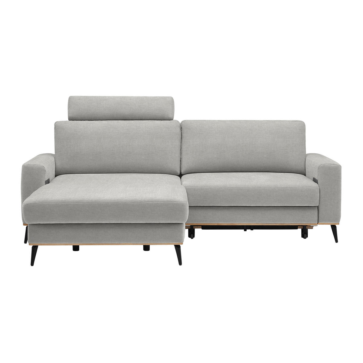 ECKSOFA in Chenille Beige  - Beige/Schwarz, Konventionell, Holz/Textil (167/234cm) - MID.YOU