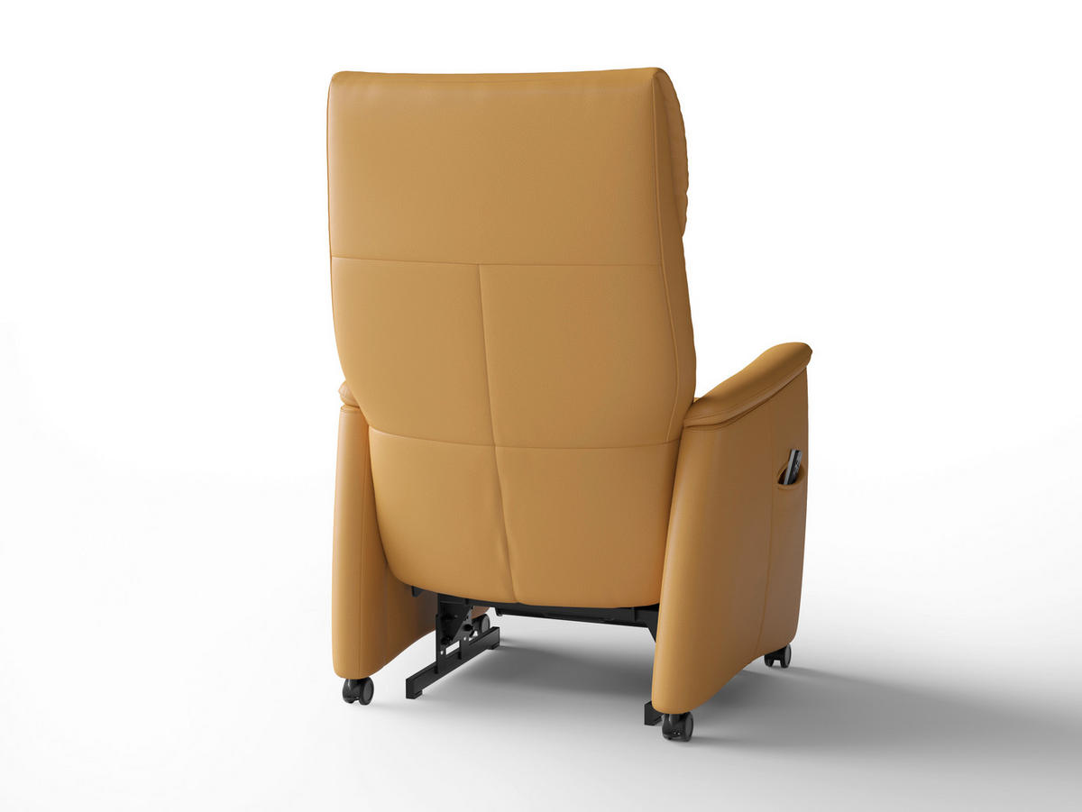 RELAXSESSEL TV CREMONA COMFORT E L3 Echtleder Kopfteilverstellung, Fußteilverstellung, Rücken echt    - Currygelb/Schwarz, Basics, Leder/Kunststoff (76/114/84cm) - Sit & More
